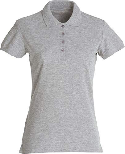 Clique - Polo maglietta a mezza manica t-shirt da donna Basic Polo Ladies slim fit con bottoni in cotone primavera/estate in diversi colori e taglie (grigio melange M)