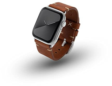 JT Berlin Alex II Vintage 10827 - Correa para Reloj Apple Watch Ultra, 42, 44 y 45 mm, Color marrón, Aluminio Plateado, Talla M