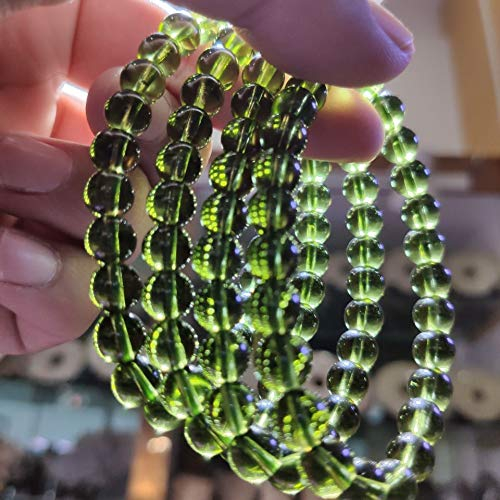 8 mm grünes GEM MOLDAVITE Meteorite Impact Glass Tschechisches Armband,SBuTTON774w