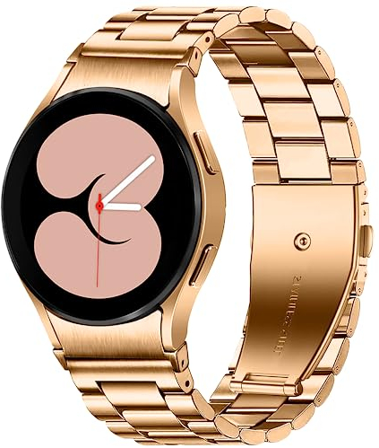 Ocaer Edelstahl Armband Kompatibel mit Samsung Galaxy Watch 7/FE/6/5/4 40mm 44mm, Galaxy Watch 6/4 Classic 43mm 47mm/42mm 46mm, 5 pro 45mm, 20mm Metall Armband für Herren Damen(Rosegold)