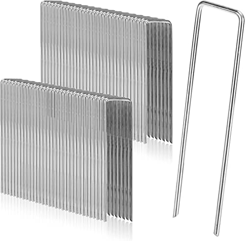 PIQIUQIU 50 pièces Piquets de Tente Anti-Rouille,ancrage de Terre en Fil d'acier Inoxydable galvanisé, Longueur 200mm, Largeur 40mm, Ø 2,5mm