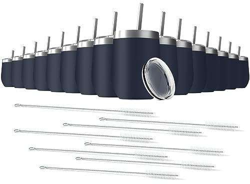 Deitybless Weinbecher mit Deckel und Strohhalm, Edelstahl, doppelwandig, vakuumisoliert, Reisebecher, ohne Stiel, 16 Stück