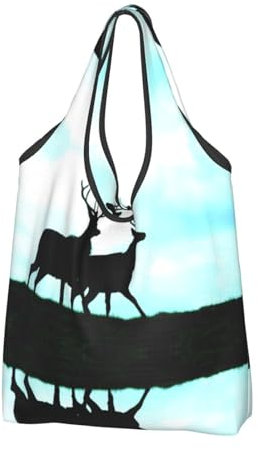 Jmorco Deer Große wiederverwendbare faltbare Damen-Einkaufstasche Eco Tote Handtasche faltbar Shopper Tasche, reh / hirsch, Einheitsgröße