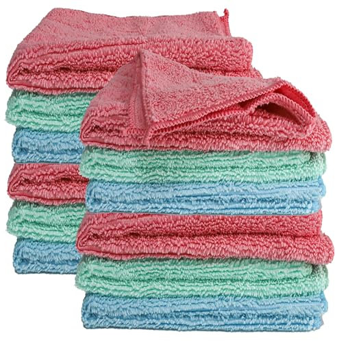 Bayeta de Microfibra Limpieza 12 Unidades,Toalla Trapos de Limpieza Reutilizazbles,Paños de Limpieza Lavable sin Rayas sin Pelusa para Casa, Cocina, Coche,Multicolor 30x40cm