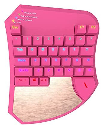 NEWNAN Mini Clavier de Jeu mécanique Portable, Petite Commande à Une Main, avec Repose-Main Large pour Jouer à Un Jeu sur Ordinateur, Noir (Rose)