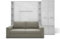 MAXIMAHOUSE Schrankbett vertikal mit Sofa, 2 Regalen und Kleiderschrank, Invento LED 140V mit Lattenrost aus Holz, Wandklappbett 140x200 modern Design (Weiß/Weiß Glanz + beiges Sofa)