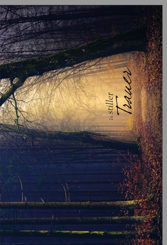 Skorpion Trauerkarte mit Waldweg-Motiv - Sanfter Abschied in der Natur, Kondolenz für Freunde und Familie in beruhigenden Braun- und Grüntönen - mit Umschlag