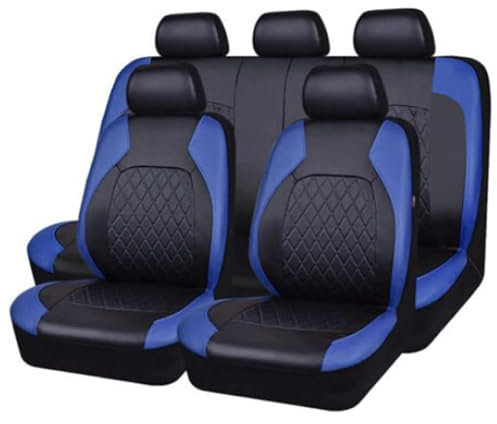 AMENAS Auto Leder Sitzbezüge, für Opel Astra K/Astra K Sports Tourer/Astra L/Antara/Ampera/Zafira Life Schonbezüge Vordersitze und Rückbank Sitzschoner Komplettset Sitzauflagen Zubehör,C/Blue