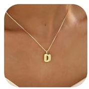 Halora Bubble Letter Necklace Gold Balloon Initial D Necklace Kette Mit Buchstaben Halskette Anhänger Buchstabenkette Damen