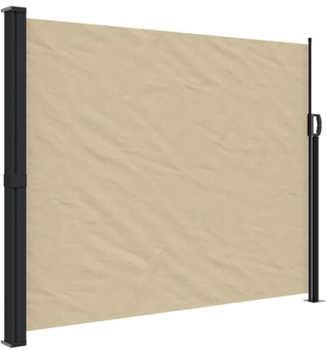 vidaXL Seitenmarkise, Sichtschutz Ausziehbar, Windschutz Sonnenschutz für Garten Balkon Terrasse, Seitenrollo Seitenwandmarkise, Beige 160x300cm