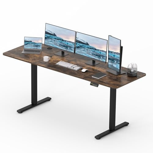 SANODESK Elektrischer Höhenverstellbarer Schreibtisch einfach mit Tischplatte, Memory Funktion und Haken, Schreibtisch Höhenverstellbar Elektrisch für Heimbüro, Homeoffice und Hause(200 x 80cm, braun)