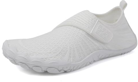 Unisex Zapatos de Agua Hombre Mujer Escarpines Barefoot Zapatillas Verano Outdoor Antideslizante Secado Rápido Calzado Surf para Fitness Yoga Playa Transpirable Ligeras Zapatos Descalzos，Blanco，38EU