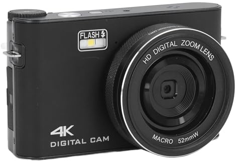4K-Digitalkamera, HD 4K 64 MP Vlogging-Kamera mit 3,0-Zoll-TFT-LCD-Touchscreen, Anti-Shake-Autofokus, 18-fachem Digitalzoom, Point-and-Shoot-Kameras, MP3-Player für Reisen (Black)