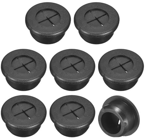 sourcing map 8 Pcs Cable Cord Grommet, 13/16 Inch (20mm) Desk Grommet Flexible Rubber Grommets Wire Hole Cover Pass Through for Office Computer Desk Wire Organizer, Black