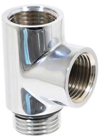 SPARES2GO Dual Fuel T Piece Towel Radiator Heating Element Connector Valve Adaptor (G1/2, Chrome)