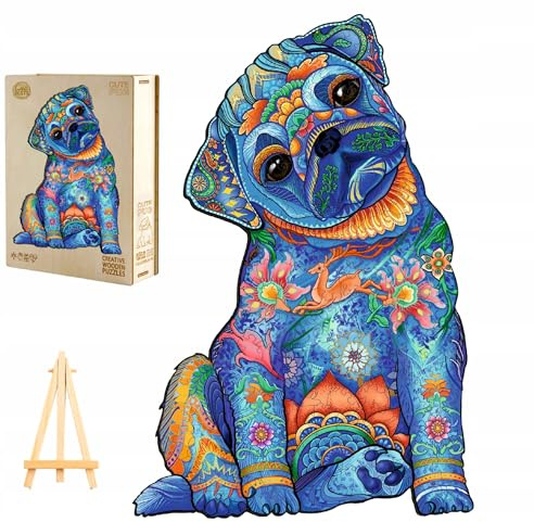 PASJO Holzpuzzle mit Hundemotiv 300 Teile 44x29,7 cm Geschenkidee für Kinder Tierförmige Holz-Puzzle - Creative Jigsaw aus Holz für Erwachsene