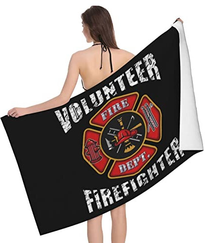 Strandtücher Freiwillige Feuerwehr, Weiß Duschtuch Pflegeleicht Badetuch Sandfreie Großes Strandtuch Für Sport Outdoor Schwimmen 80x130cm