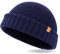 TOP-EX XL/XXL 100% Merino Wolle Fisherman Beanie Trawler Beanie Herren Damen Wintermuetze Strickmuetze Blau XL/XXL