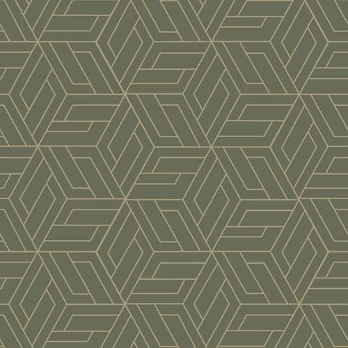 Grandeco Cobra Vinyltapete mit geometrischem Muster, metallisch, geblasen, grün
