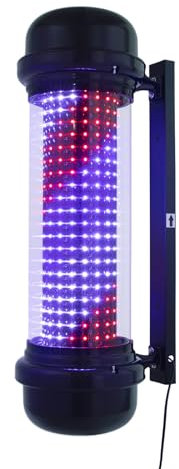 kangten Barbier Pole Barbierstab Friseursalon-Schild Rotierende Rot-Weiß-Blau-Schwarz-Streifen-Lampe Friseur-Stange Klassische Schilder für Friseursalon