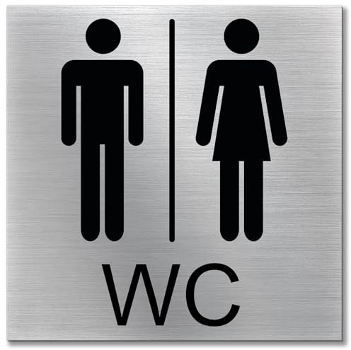 Stileitaliano cartello adesivo targa bagno unisex uomo donna disabile Targa adesiva Porta Toilette WC adesivo uomini donne alluminio (Unisex WC)