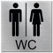Stileitaliano cartello adesivo targa bagno unisex uomo donna disabile Targa adesiva Porta Toilette WC adesivo uomini donne alluminio (Unisex WC)