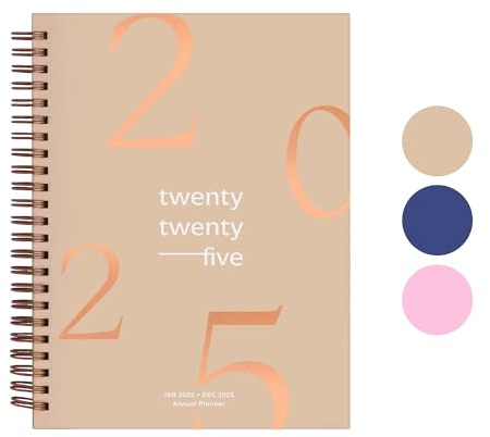 Rileys & Co Schwebender Wochenplaner 2025, Jahresplaner, Wochen- Und Monatsplaner, Januar - Dezember 2025, Flexibler Einband, Notizseiten, Doppeldrahtbindung (15,2 X 20,3 Cm, Beige)