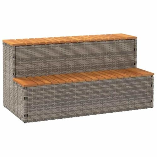 vidaXL Escalón bañera hidromasaje Gris 100x50x50,5 cm ratán sintético