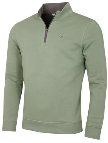 Calvin Klein Mens Rocky Half Zip Supersoft Sweater - Sage - M