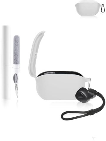 Silicone Protective Case for JBL Wave Buds 2 Earbuds - Durable and Eco-Friendly Bluetooth Earphone Cover with Precise Holes - Shock-proof, Comfortable Touch - White