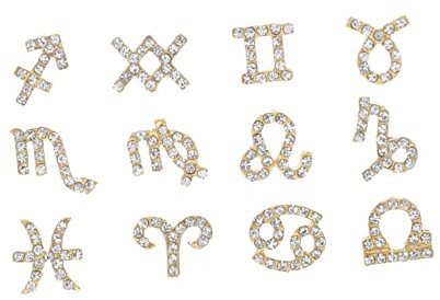 FRCOLOR 12pcs Zodiac Sign Nail Art Rhinestone Decorations Diy Nail Diy Decors for Stunning Manicure Craft for