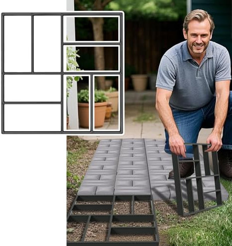 NAIZY 1 Stück DIY Betonform 40x40cm Schalungsform 8 Gitter NO.3 Quadrat Pflasterform Gehweg Gießform Beton Schablone Pflasterschablone Kunststoff, für Trittsteinen Garten Rasenbahnen