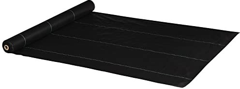 Outsunny Malla Antihierbas Malla Antimaleza 2x25 m Malla Geotextil 60 g/m² para Control de Malezas y Malas Hierbas de Jardín Rollo de Malla Antimaleza Negro