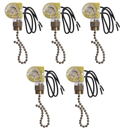 TopHomer 5 pezzi 3 V 125 A fai da te lampada Hanging Chain Switch: ventilatore da soffitto, interruttore a trazione, cavo universale per parete/tavolo/lampade da pavimento (bronzo)