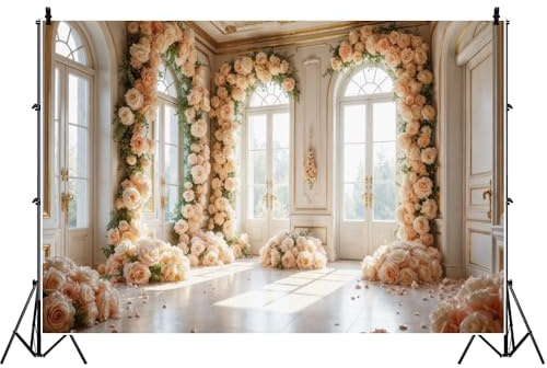 Ttincceer Blume Fenster Hintergrund Luxus Schloss Französisch Fenster Hochzeit Fotografie Hintergrund Braut Dusche Mädchen Geburtstag Party Foto Kulissen Kinder Erwachsene Portrait Foto Prop 3x2m