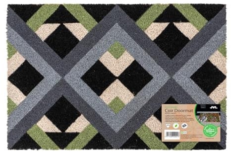 JVL Eco-Friendly Latex Backed Coir Entrance Doormat, 40x60cm - Geo