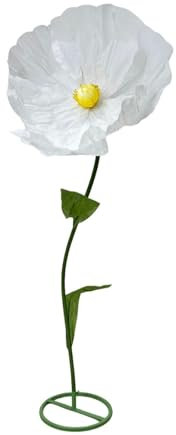 rockible Flor de Papel Artesanal Flor Gigante de Bodas con Base de pie Multipropósito Enorme Flor Artificial para Fiestas de cumpleaños, Blanco