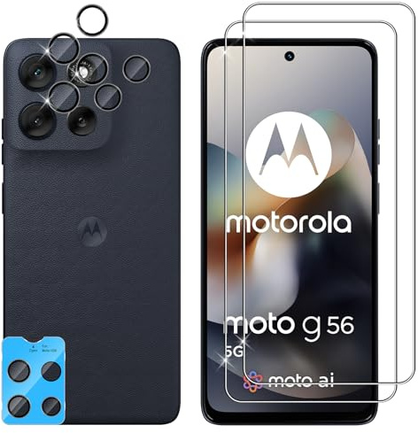 Lutree Verre Trempé pour Motorola Moto G56 5G, 2+2 Pièces Protection écran + Caméra Arrière Protecteur Film, 9H Dureté HD Anti-Rayures Sans Bulles Vitre Trempé Protecteurs d'écran