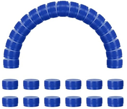 sourcing map 50pcs Plastic Bottle Caps, 30mm Bottle Screw Lid Top Water Bottles Top Cap for DIY Development Imagination Intelligence Craft Scrapbook Creative Gifts, Bright Blue