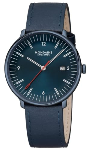 Mondaine Doppio Herrenuhr 41mm, Schweizer Quarzwerk, Saphirglas, Edelstahl, 5 ATM wasserdicht, Nachhaltig, Eleganz & Tradition