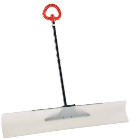VEVOR Snow Pusher Shovel, 48 in Outdoor Snowplow Shovel with Ergonomic Grip, HDPE Plastic Blade, Winter Shovels with Segmented Handle, Metal Edged Strip, Portable Snow Removal Tool for Driveway Garden