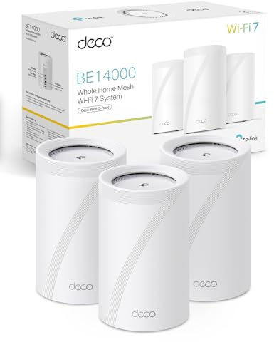 TP-Link WiFi 7 Deco BE68(3-pack) Mesh WiFi, BE14000Mbps Tri-Band, Canali 320 MHz, Porta Ethernet Fino a 10 Gbps, Senza Precedenti, Alexa, MLO, Funziona con Qualsiasi ISP e Modem, 3 Pezzi
