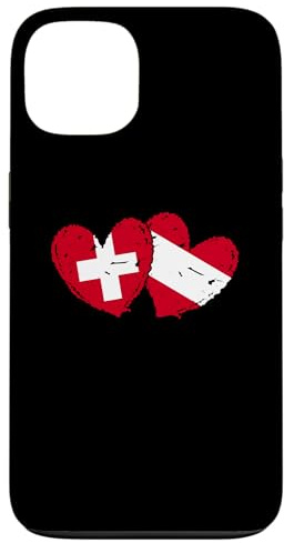 Schweiz Österreich Herz Flagge Schweiz Österreich Freundschaft Hülle für iPhone 13