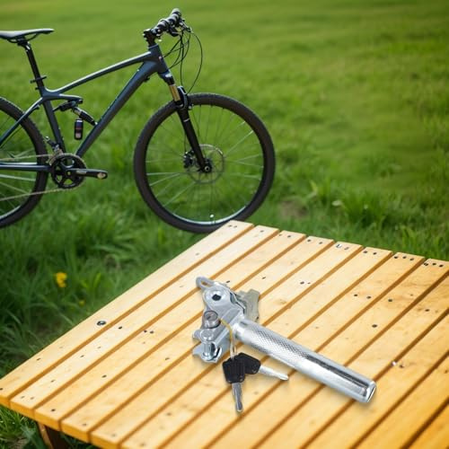 Jotekonoby Elektrische Sattelstütze für Fahrrad mit Schloss, Metall abschließbar für Fahrradsattelrohr für E-für-Fahrrad, Flip Externes und internes Anti-Diebstahl-Design, Silber 15cm(A)