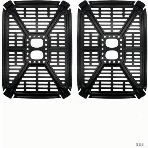Yhenlovtt Stainless Steel Air Fryer Tray - Frying Plate with Oil Separator & Explosion Guard, Compatible with Dual Pot Airfryer Models(2pcs)
