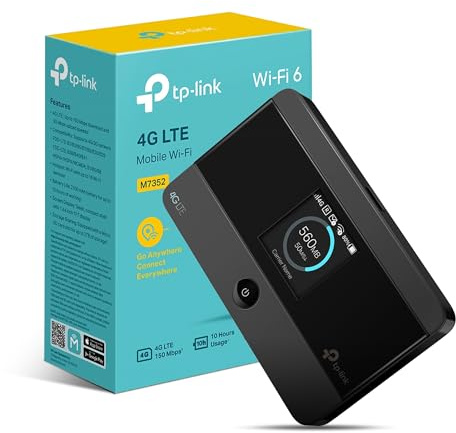 TP-Link M7352, Router 4G LTE con slot SIM, router WiFi mobile, WiFi portatile 6, MIFI Plug and Play, display a schermo, lunga durata della batteria, memoria micro SD card, controllo APP, design