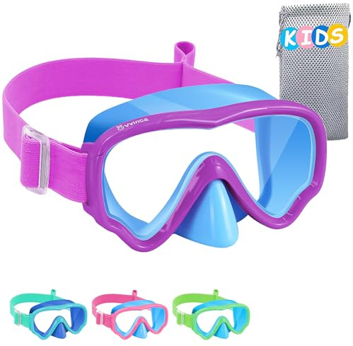 Vvinca Gafas de buceo para niños con cinta de tela para niñas de 3 a 14 años