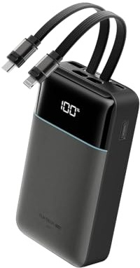 CUKTECH Power Bank 20000mAh Cavi USB-C e Lightning MFi Integrati，Caricatore Portatile Ricarica Rapida 40W,Batteria Esterna con 4 Uscite per iPhone 17/16/15/14/13/12 Pro Max,iPad,Samsung Galaxy