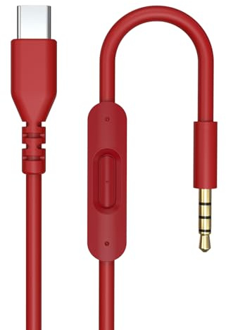 USB-C Solo 4 Audiokabel, Ersatz Audio Klinkenkabel mit Inline-Mikrofon Steuerung Kompatibel mit Beats Solo4/Solo 3/Solo 2/Studio 2 3/Pro/Detox/Mixr/Wireless Kopfhörer (Rot)