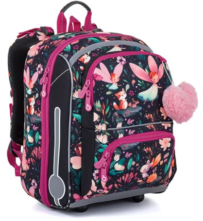 TOPGAL BEBE Schulranzen ab der 1. Klasse (ca. 110 cm), ergonomisch & leicht, wasserabweisend, mit reflektierenden Elementen, 20 L Schulrucksack mit Brustgurt & Rückenpolsterung (Zauberwald)